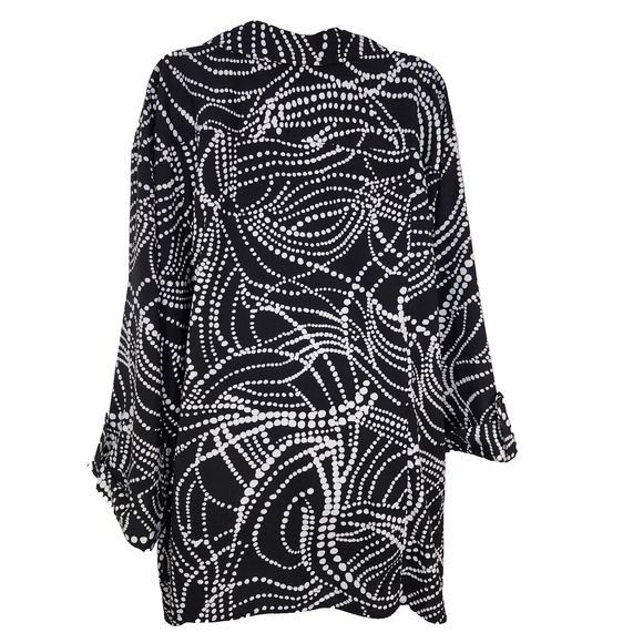 Maggie Barnes Top Womens Size 4X 30/32 Button 3/4 Sleeve Black White Polka Dots - Picture 2 of 10